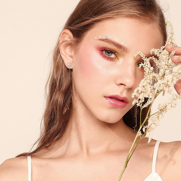 Women's Moissanite Screw Back Earrings Silver Round Moissanite - Picture 3 of 6